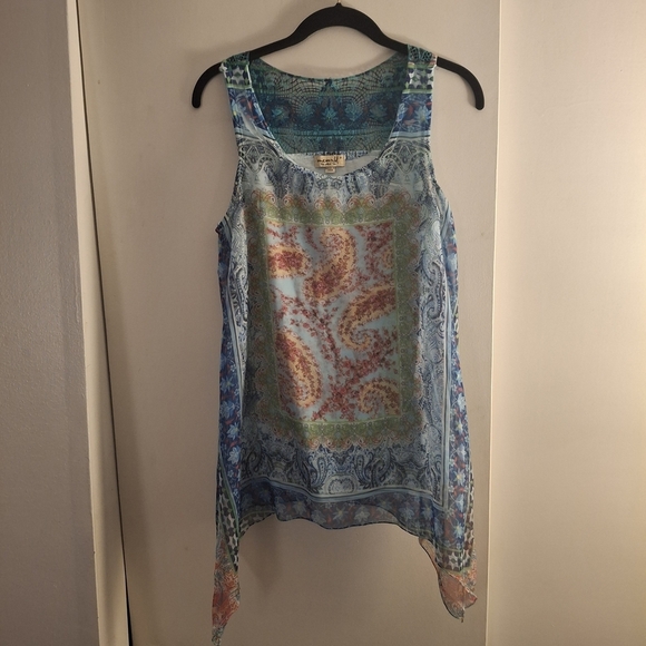 ONE WORLD Tops - ONE WORLD Women's Multicolor Paisley Sleeveless Tank Tunic